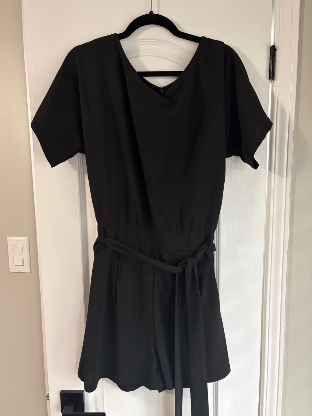 Classic Black Women's Short Sleeve Romper Dress